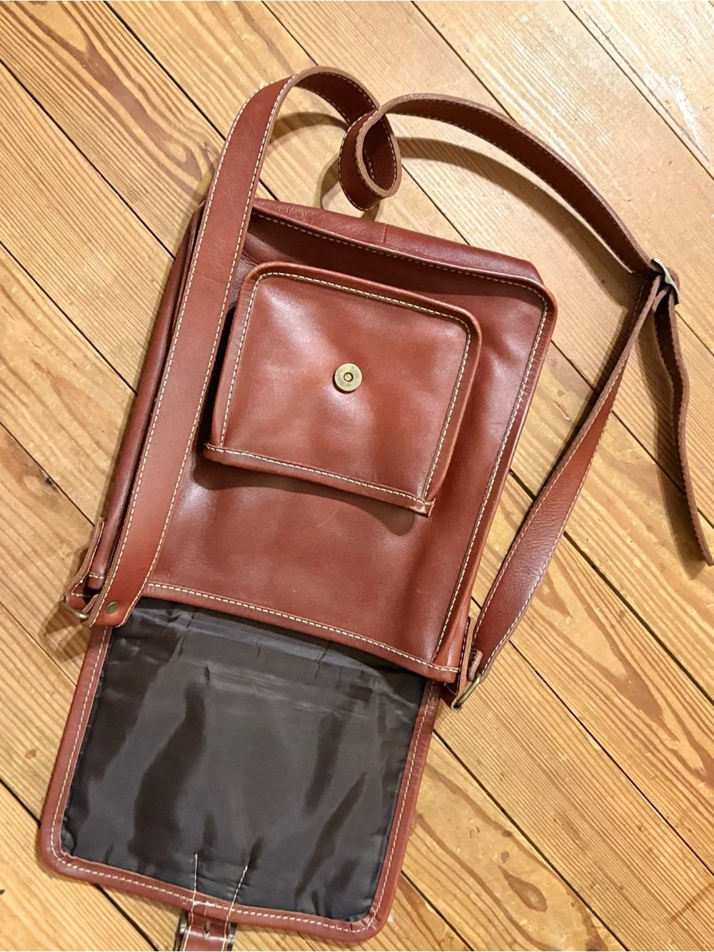 Brown Leather Crossbody Bag - Gemstone inlay Shoulder Bag
